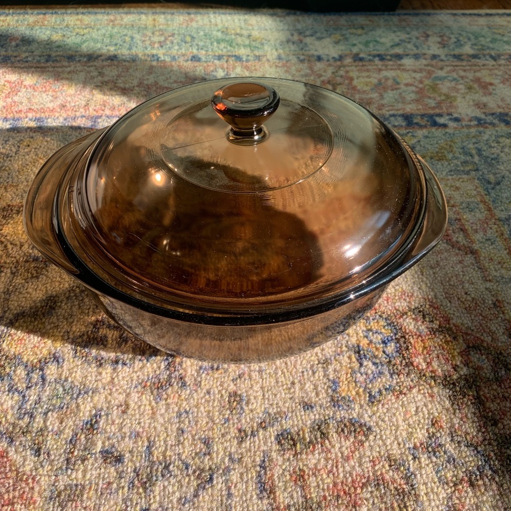 VTG  Pyrex #023 Amber Casserole Dish With Lid 1.5 Qt